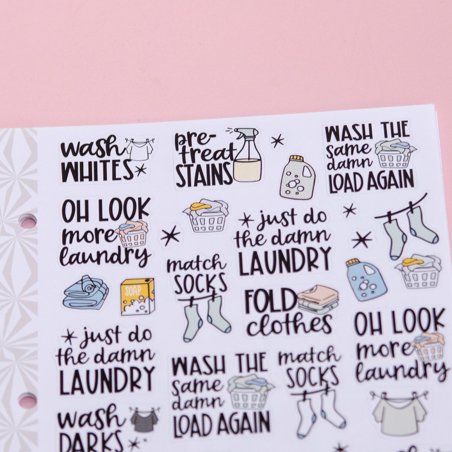 Laundry Sampler Planner Stickers | Laundry Script Stickers | Cute Laundry  Stickers | Functional Cleaning| Laundry Deco Stickers