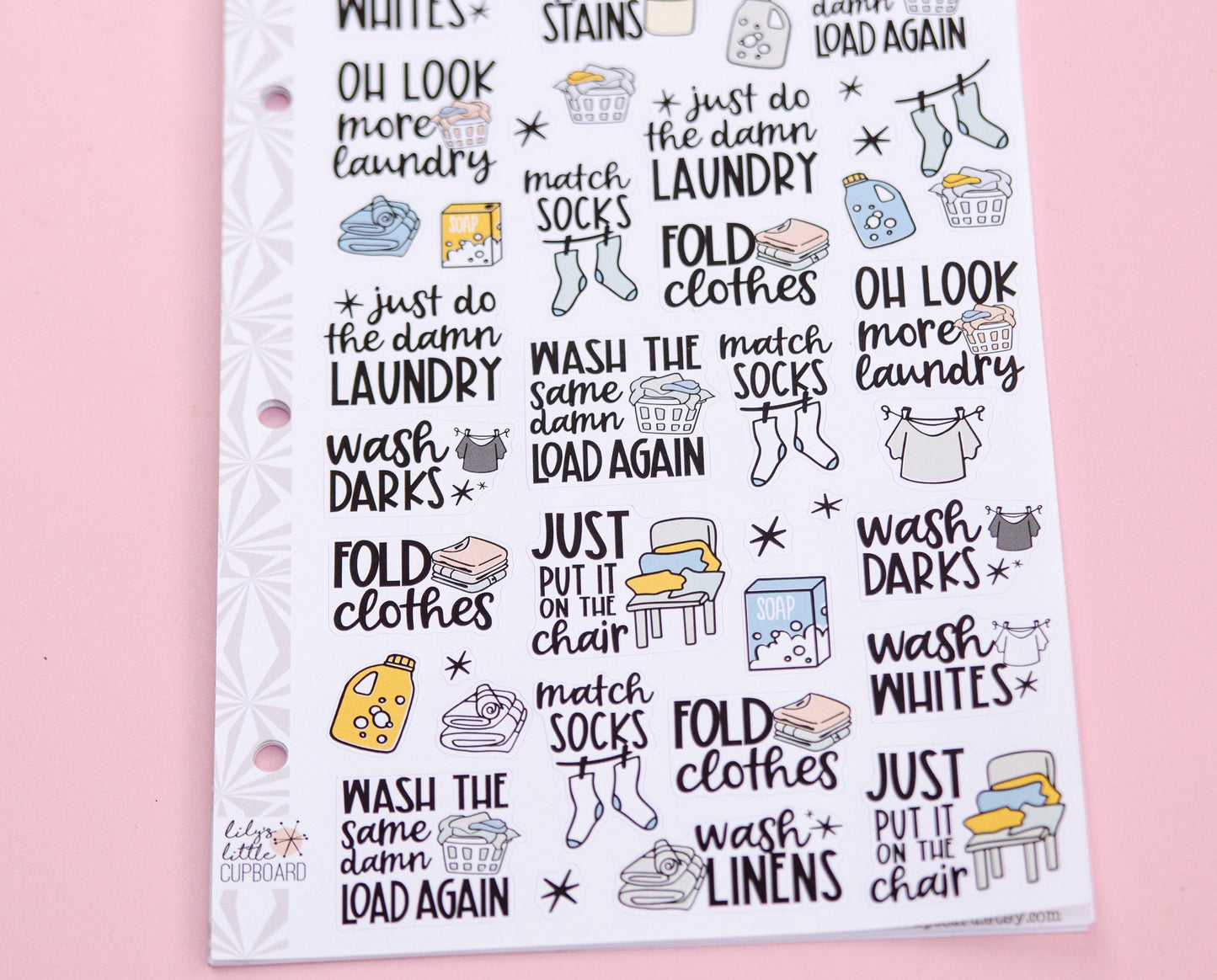 Laundry Sampler Planner Stickers | Laundry Script Stickers | Cute Laundry  Stickers | Functional Cleaning| Laundry Deco Stickers