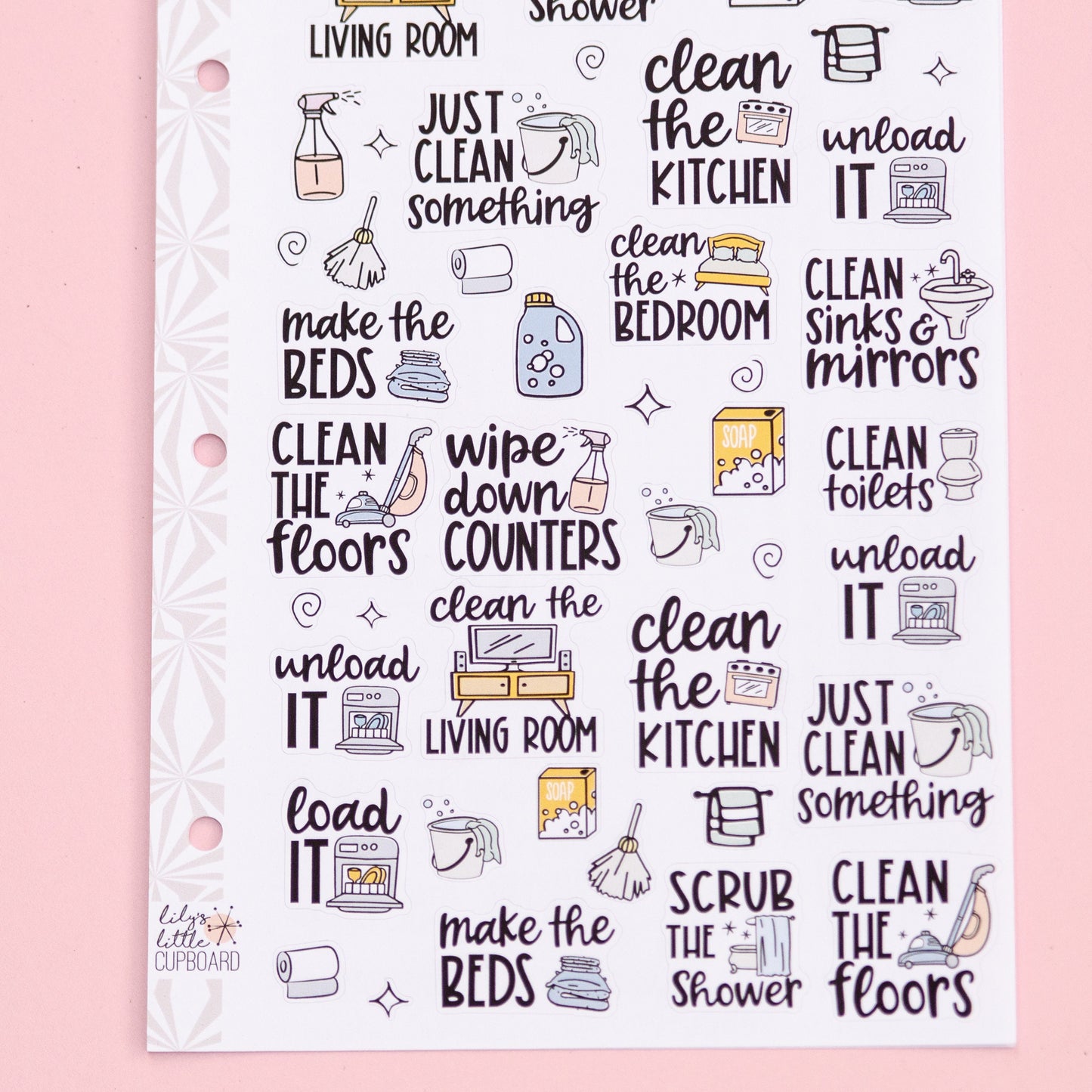 Household Chores Sampler Planner Stickers | Weekly Cleaning Script Stickers | Cute Cleaning Stickers | Functional Cleaning Deco Stickers