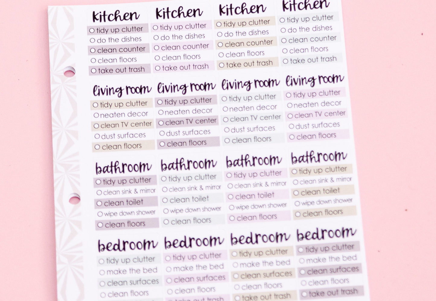 Cleaning Checklist Stickers for Smaller Planners | Hobonichi Cousin Full Box Stickers | A5 Functional Stickers |Cousin Cleaning Stickers