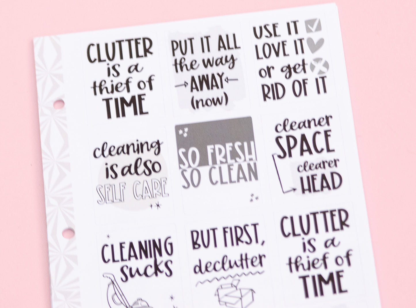 Cleaning Motivation Full Box Stickers | Action Cleaning Stickers | Inspiration Cleaning Planner Stickers | Functional Stickers