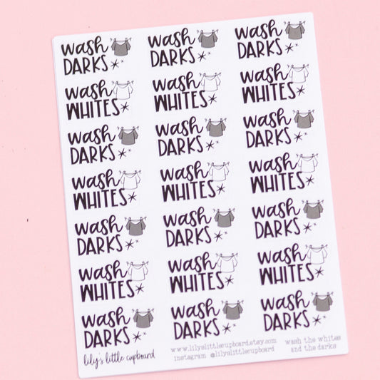 Wash the Whites | Wash the Darks Planner Stickers | Laundry Planner Stickers | Laundry Chore Script Planner Stickers