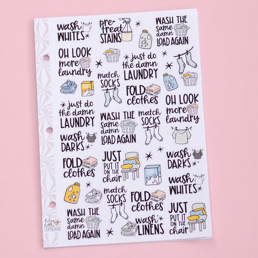 Laundry Sampler Planner Stickers | Laundry Script Stickers | Cute Laundry  Stickers | Functional Cleaning| Laundry Deco Stickers