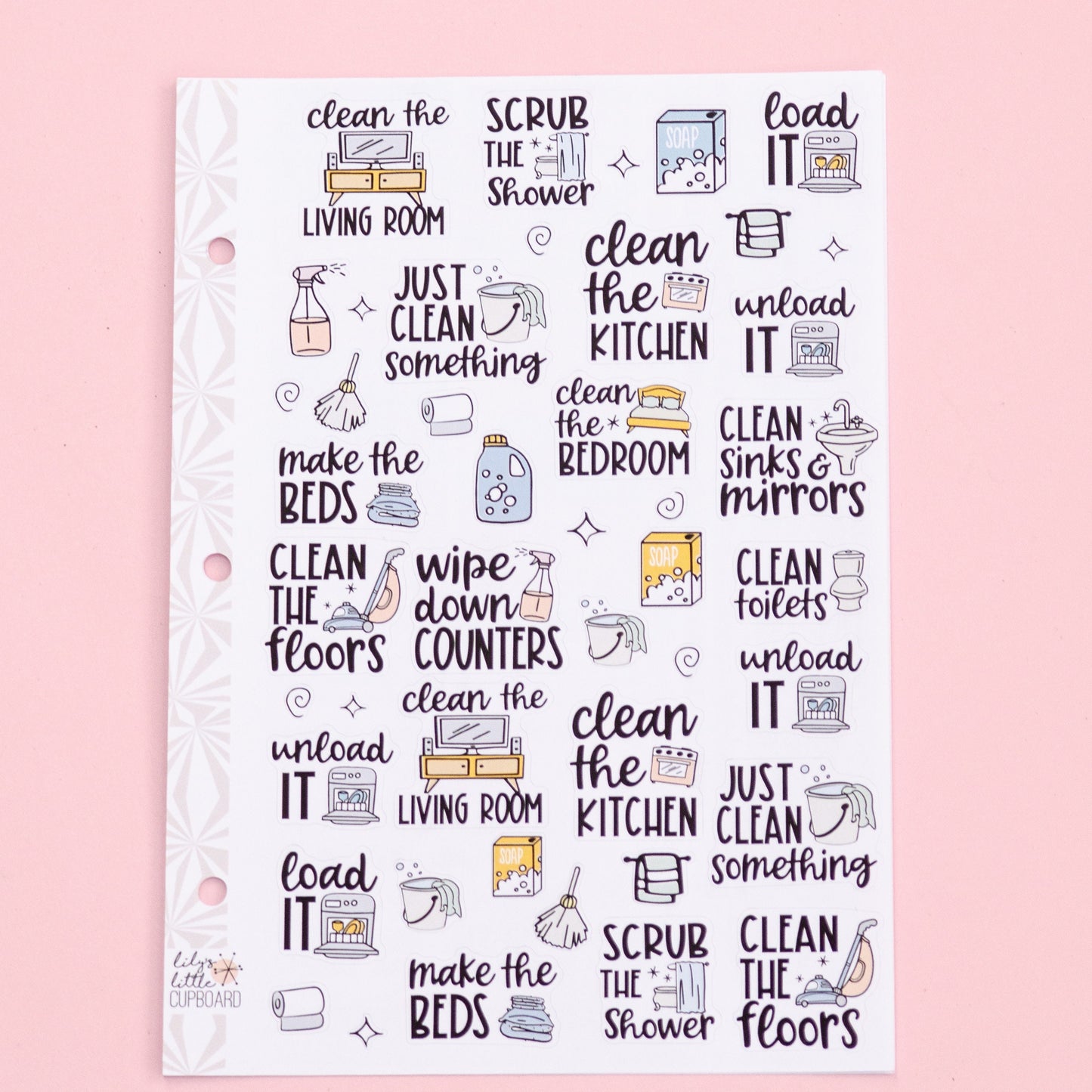 Household Chores Sampler Planner Stickers | Weekly Cleaning Script Stickers | Cute Cleaning Stickers | Functional Cleaning Deco Stickers