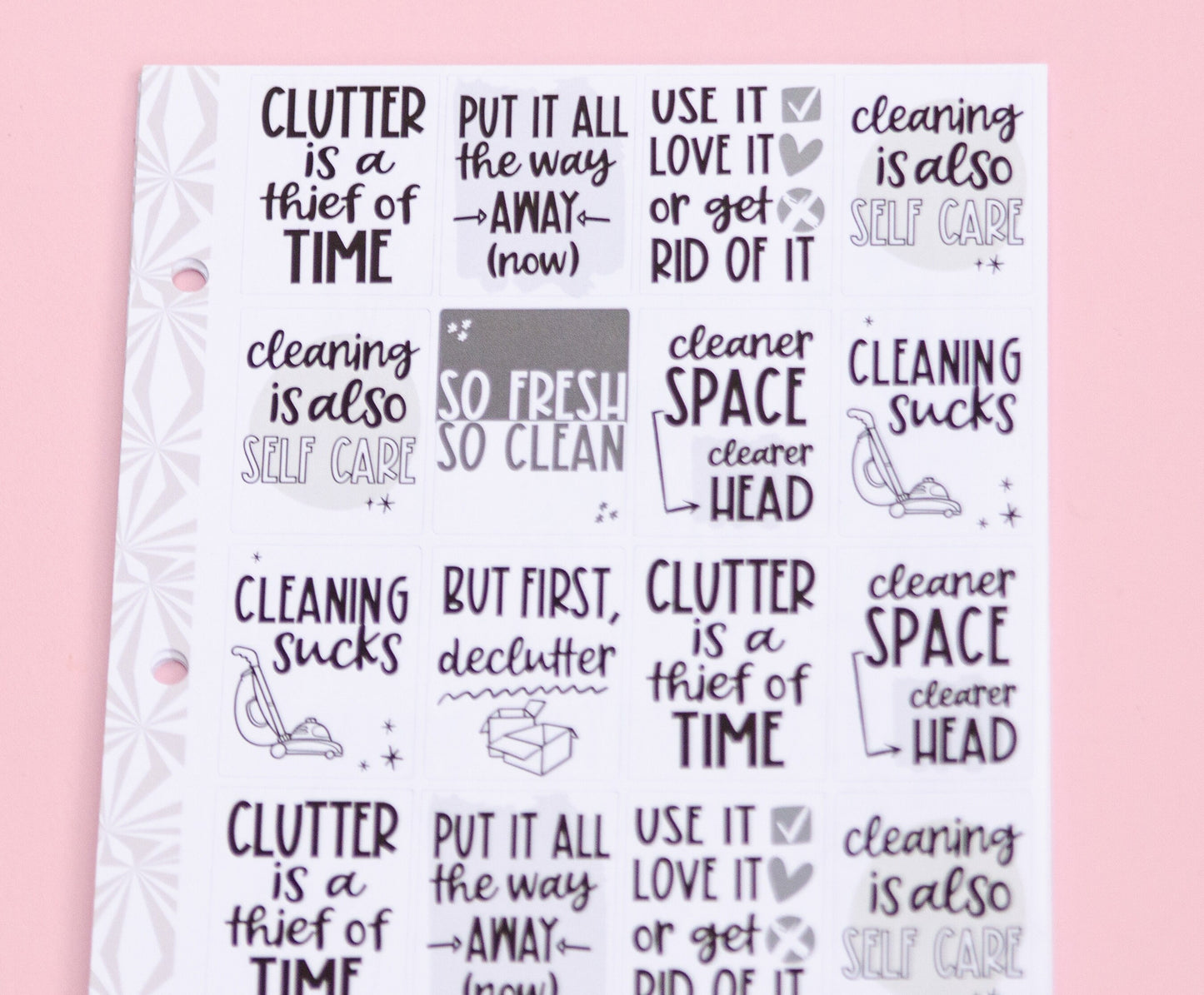 Cleaning Motivation Stickers for Smaller Planners | Hobonichi Cousin Full Box Stickers | A5 Functional Stickers |Cousin Cleaning Stickers