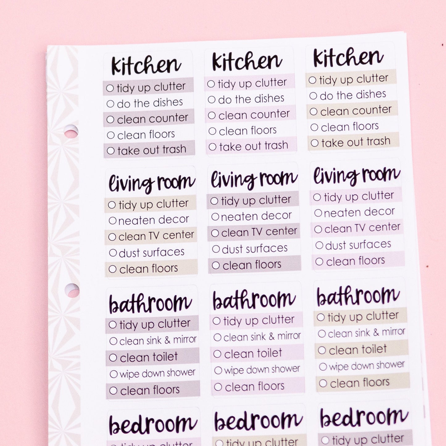 Cleaning Full Box Checklist Stickers | Zone Cleaning Stickers | Zone Cleaning Checklist Planner Stickers | Functional Stickers