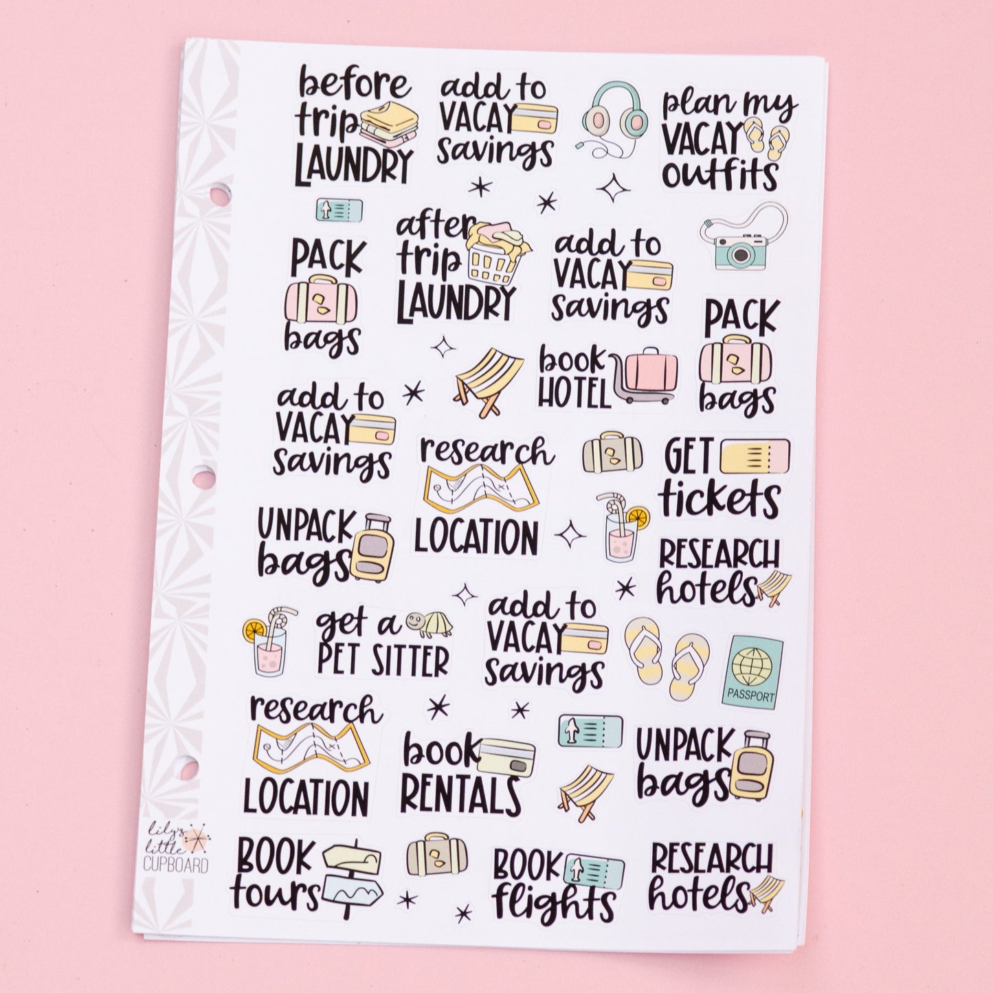 Travel Time Sampler Planner Stickers | Vacation Planning Tasks Stickers | Travel Stickers | Functional Vacation Stickers