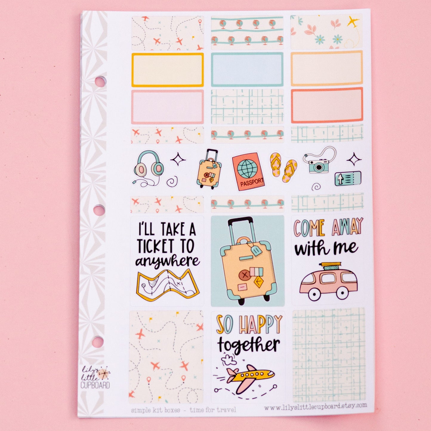 Simple Weekly Kit in Travel Time | Vacation Weekly Planner Sticker Kit | Summer Travel Sticker Set | A la Carte s | Summer Stickers
