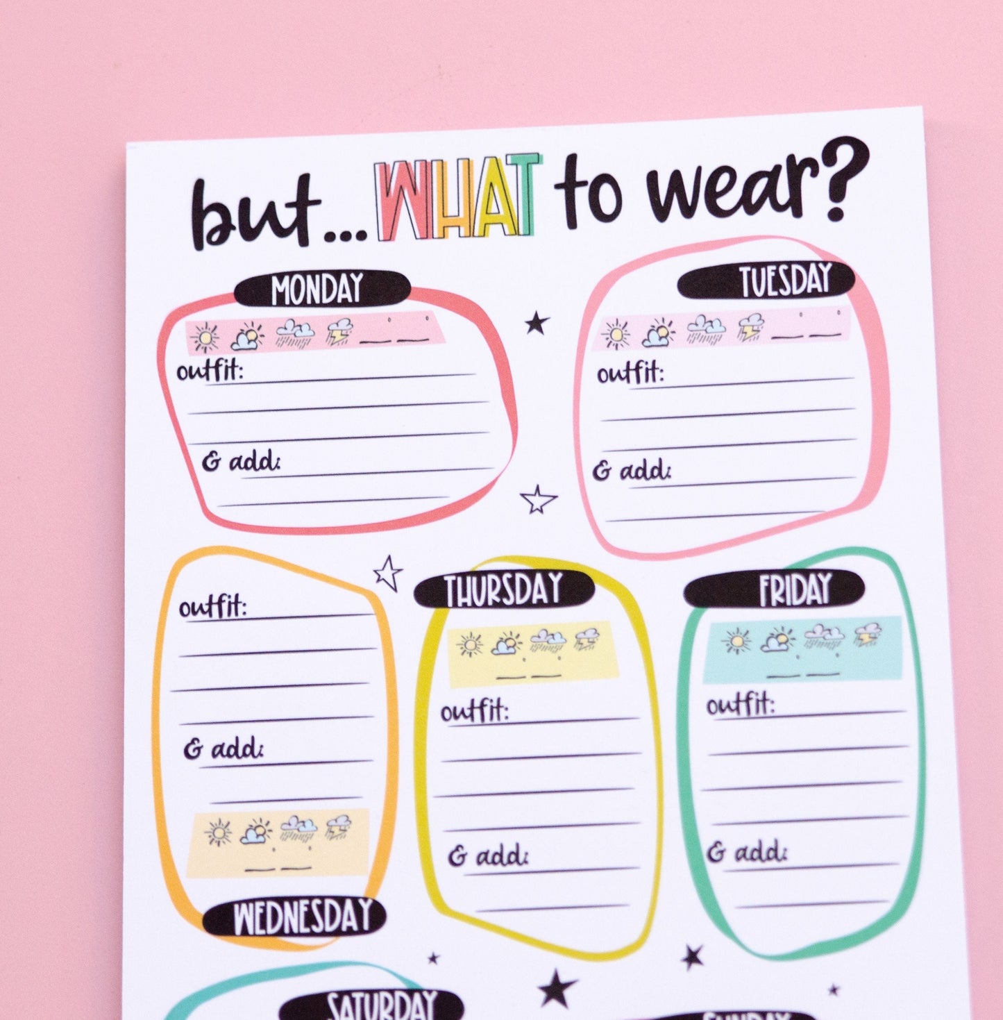 Outfit Planner Notepad | Clothing Planning Deskpad | Travel Planning List | Planning List | Notepad | Note pad  | Deskpad | Handmade notepad