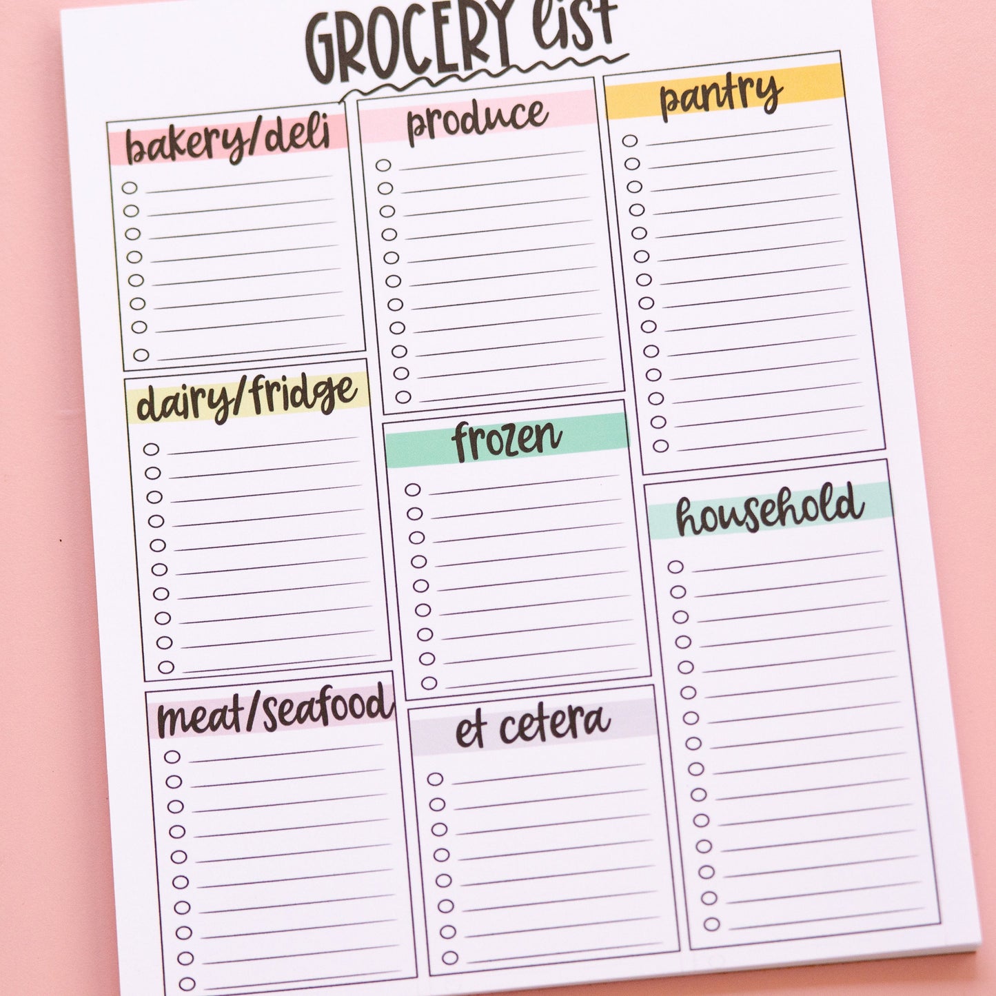 Grocery List Notepad | Grocery List Deskpad | Categorized Grocery List Notepad | Cute Grocery List | Cute Meal Planning Notepad