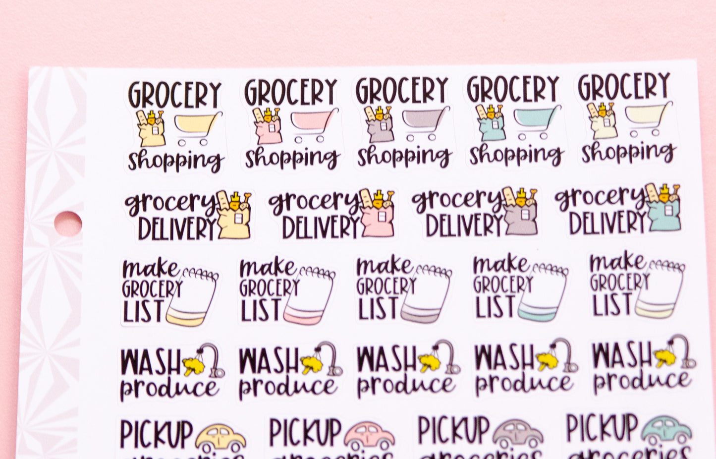 Grocery Shopping Sampler Planner Stickers | Grocery Shopping Tasks Stickers | Grocery Stickers | Functional Grocery Stickers