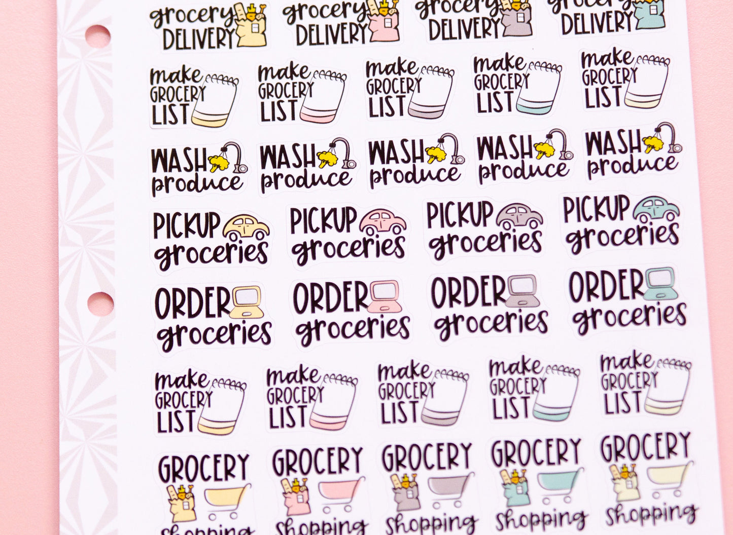 Grocery Shopping Sampler Planner Stickers | Grocery Shopping Tasks Stickers | Grocery Stickers | Functional Grocery Stickers