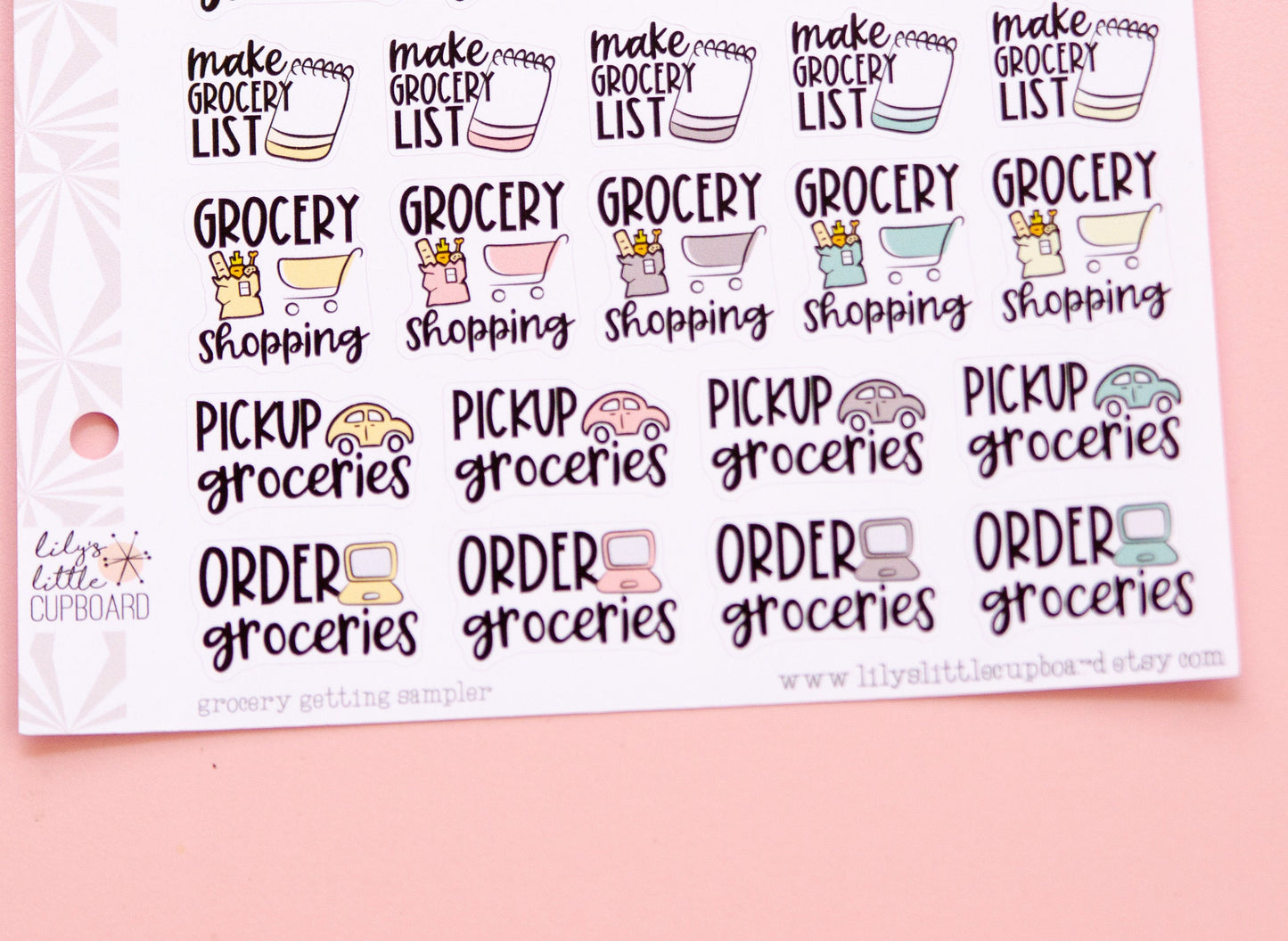 Grocery Shopping Sampler Planner Stickers | Grocery Shopping Tasks Stickers | Grocery Stickers | Functional Grocery Stickers