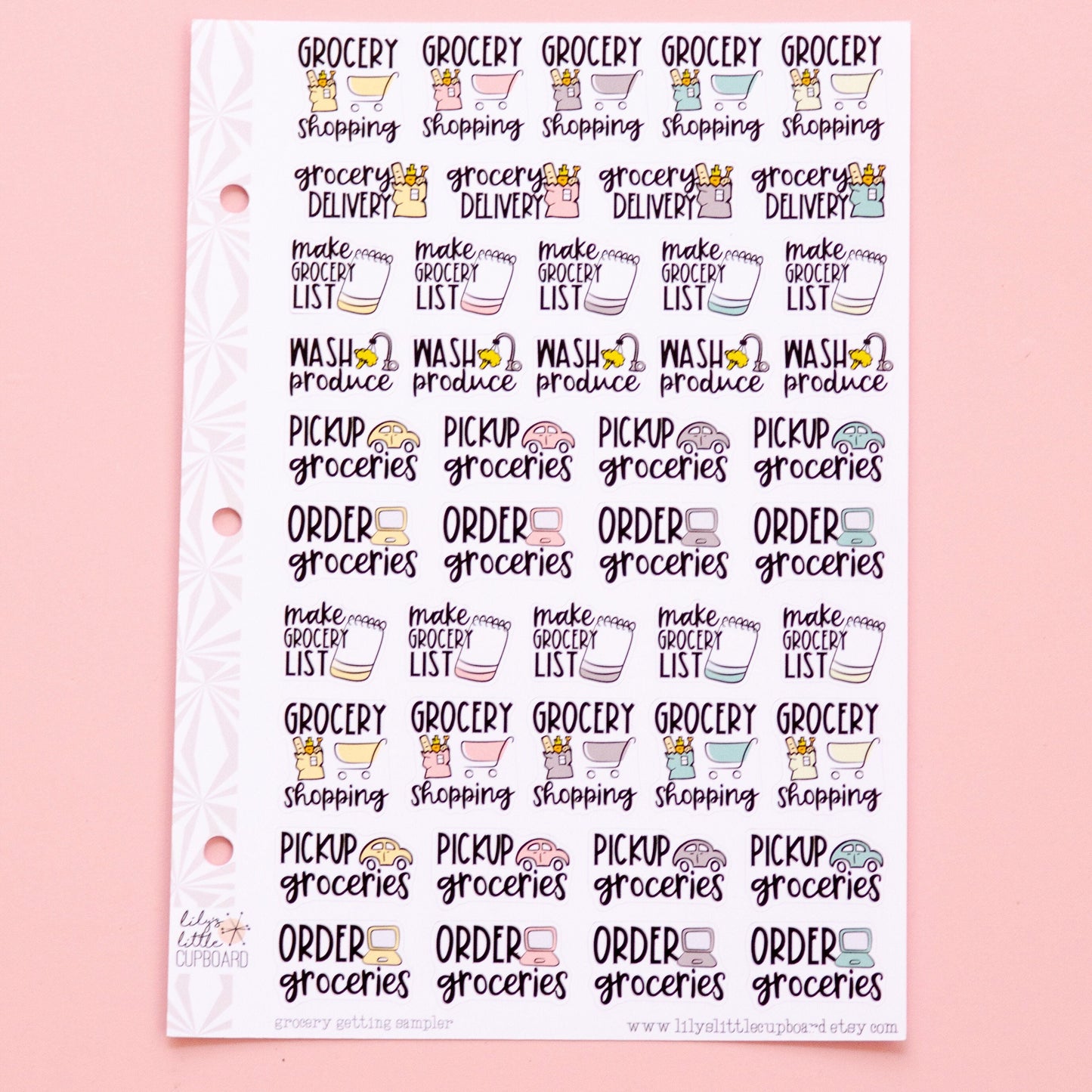 Grocery Shopping Sampler Planner Stickers | Grocery Shopping Tasks Stickers | Grocery Stickers | Functional Grocery Stickers