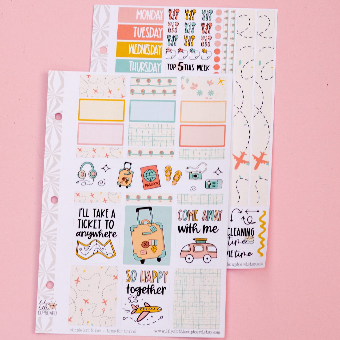 Simple Weekly Kit in Travel Time | Vacation Weekly Planner Sticker Kit | Summer Travel Sticker Set | A la Carte s | Summer Stickers