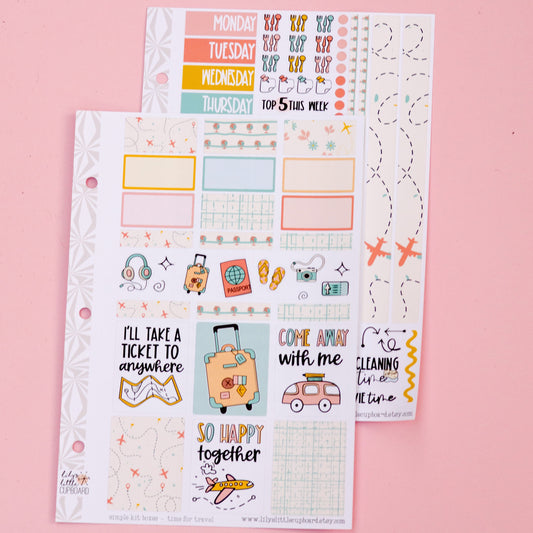 Simple Weekly Kit in Travel Time | Vacation Weekly Planner Sticker Kit | Summer Travel Sticker Set | A la Carte s | Summer Stickers