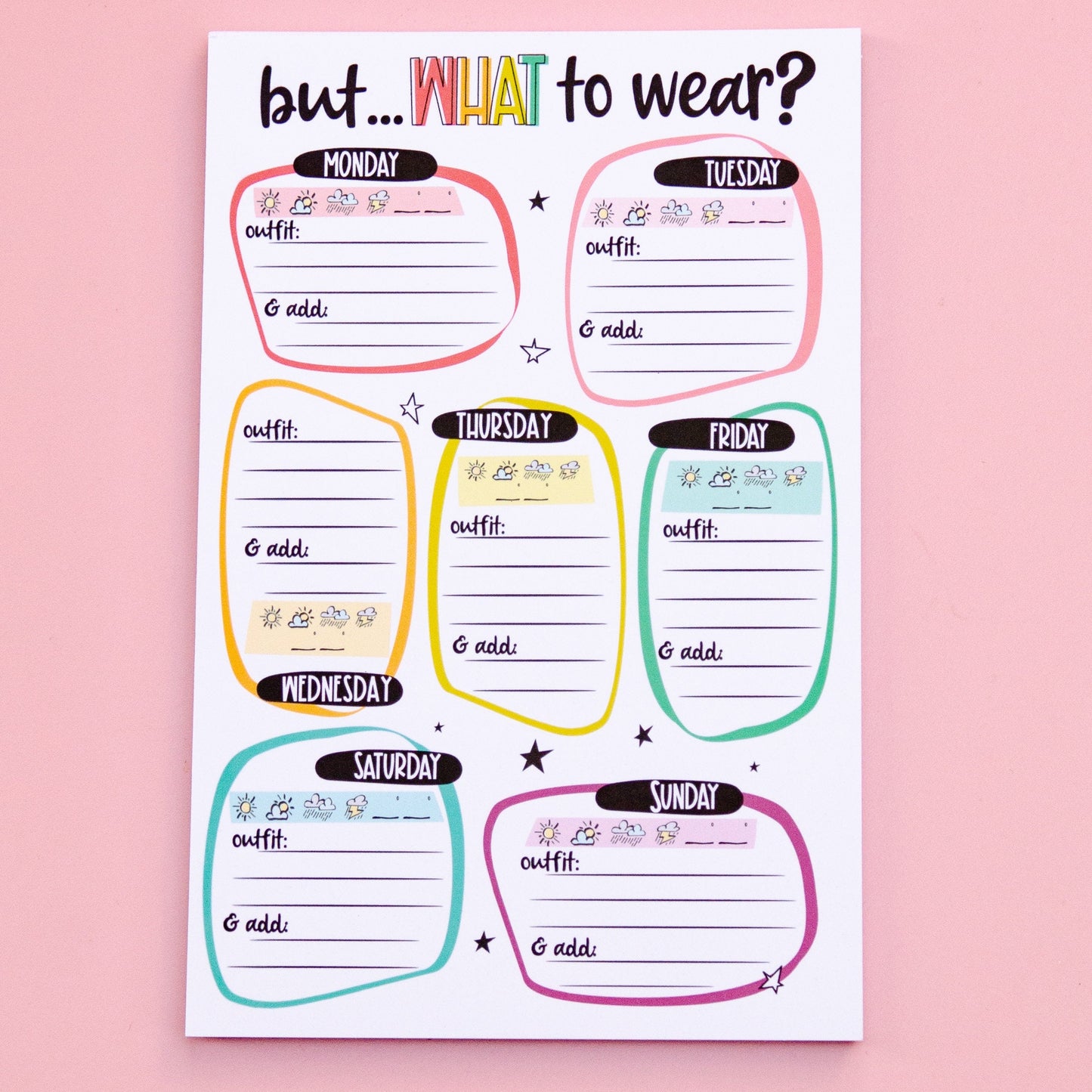 Outfit Planner Notepad | Clothing Planning Deskpad | Travel Planning List | Planning List | Notepad | Note pad  | Deskpad | Handmade notepad