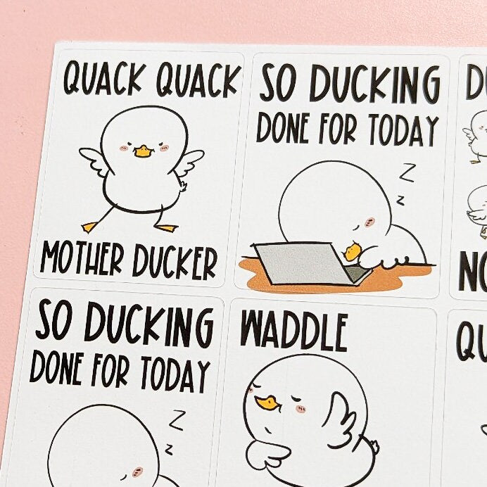 Ducks in a Row Full Box Planner Stickers | Ducky Planner Stickers  | Snarky Ducks Full Box Quote Planner Stickers |  Deco Planner Stickers