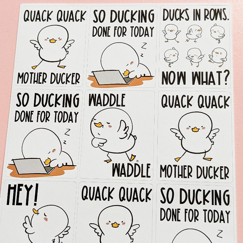 Ducks in a Row Full Box Planner Stickers | Ducky Planner Stickers  | Snarky Ducks Full Box Quote Planner Stickers |  Deco Planner Stickers