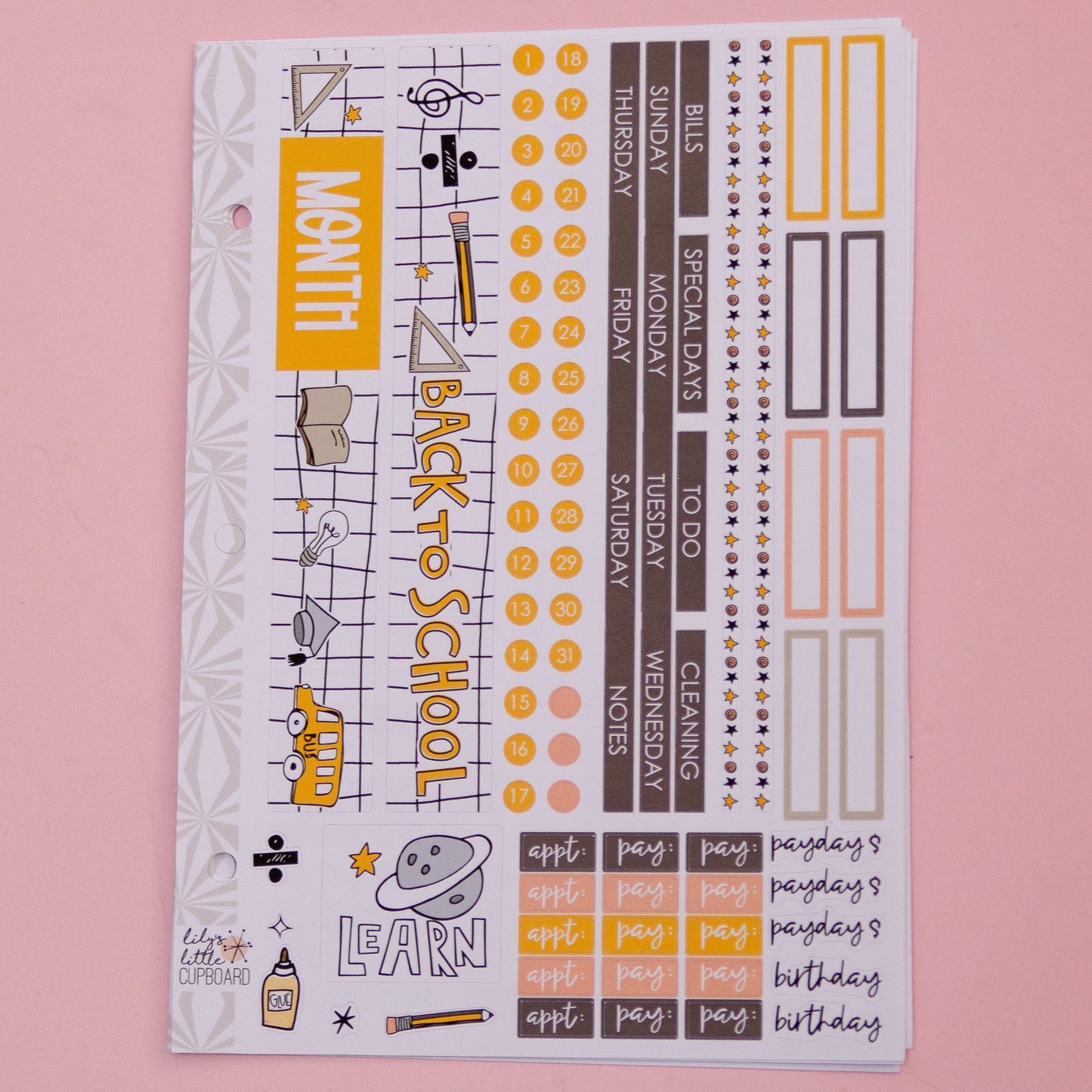 Simple Monthly Kit in Just Keep Learning | Choose Your Month Sticker Kit | Monthly Spread Planner Kits | Monthly Planner Sticker Kits