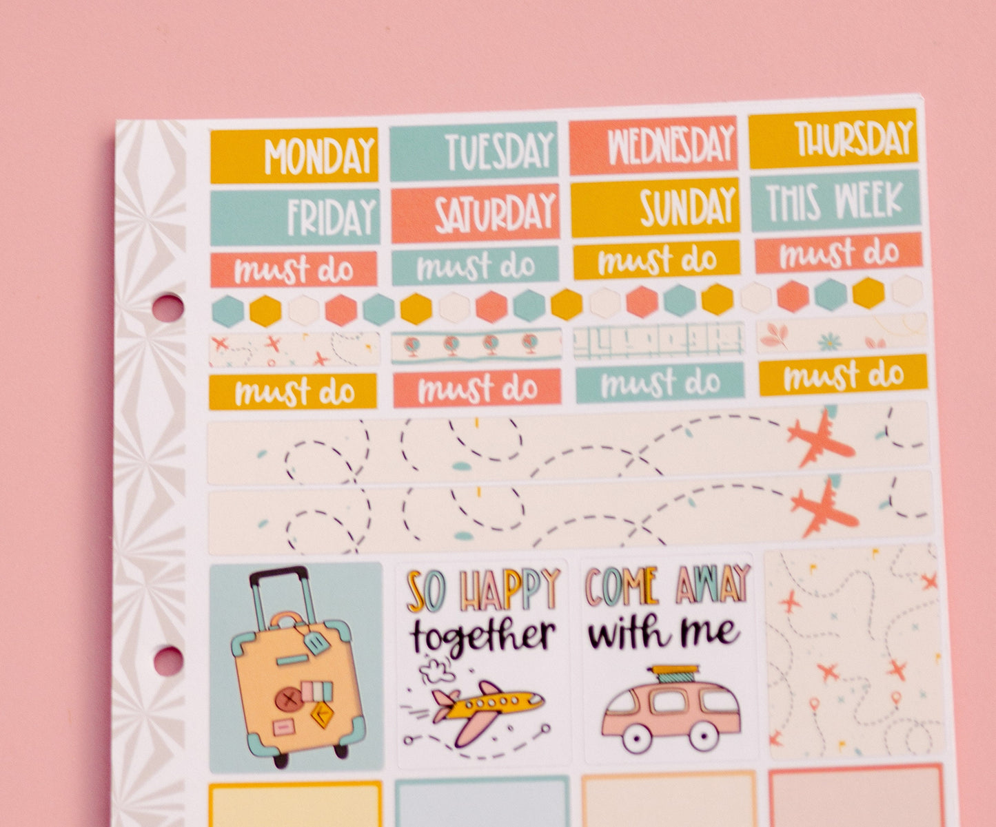 Hobonichi Cousin Weekly Sticker Kit in Travel Time | Summer Vacation Sticker Kit | A5 Weekly Planner Sticker Kit | Mini Planner Kit