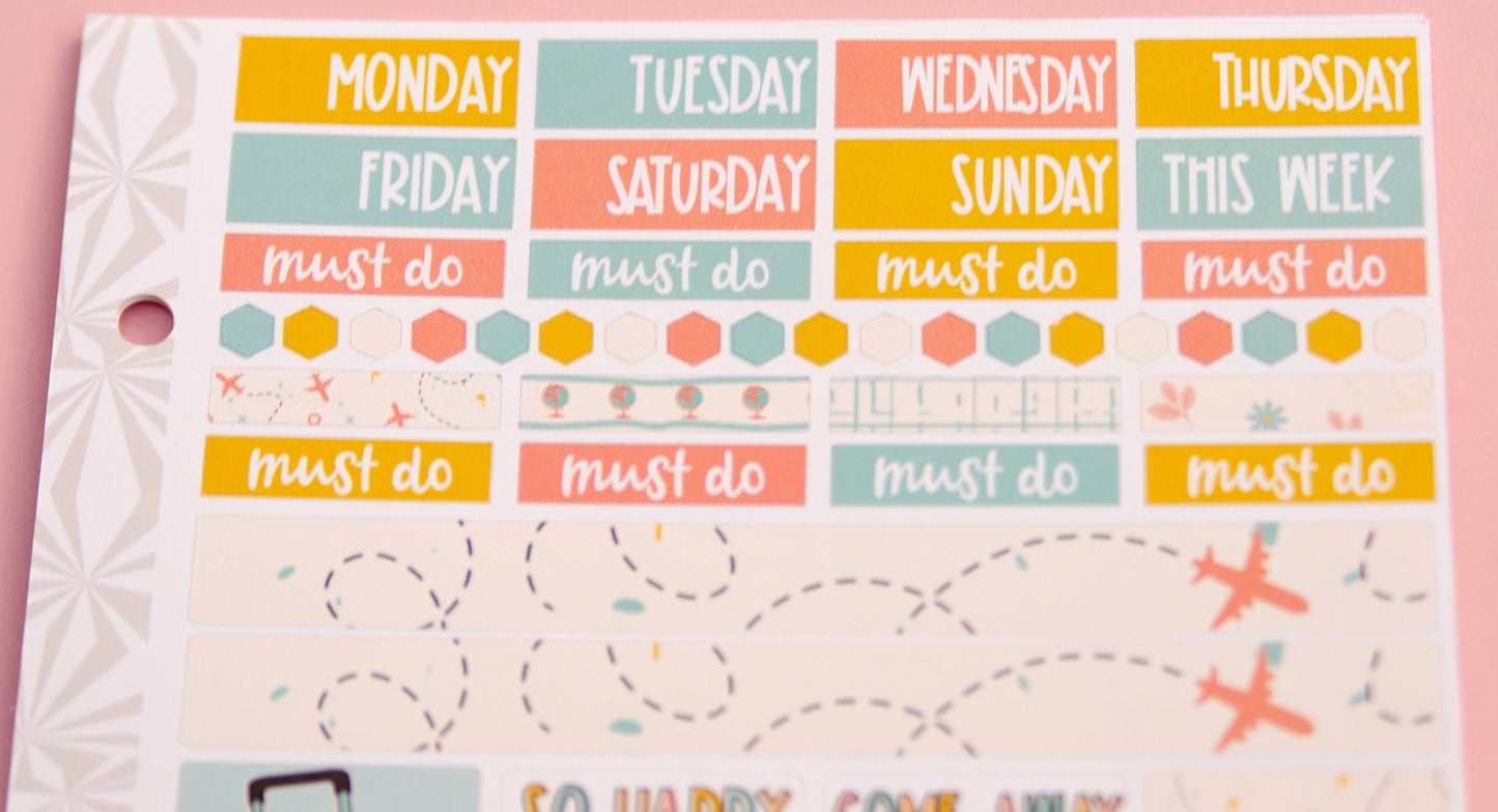 Hobonichi Cousin Weekly Sticker Kit in Travel Time | Summer Vacation Sticker Kit | A5 Weekly Planner Sticker Kit | Mini Planner Kit