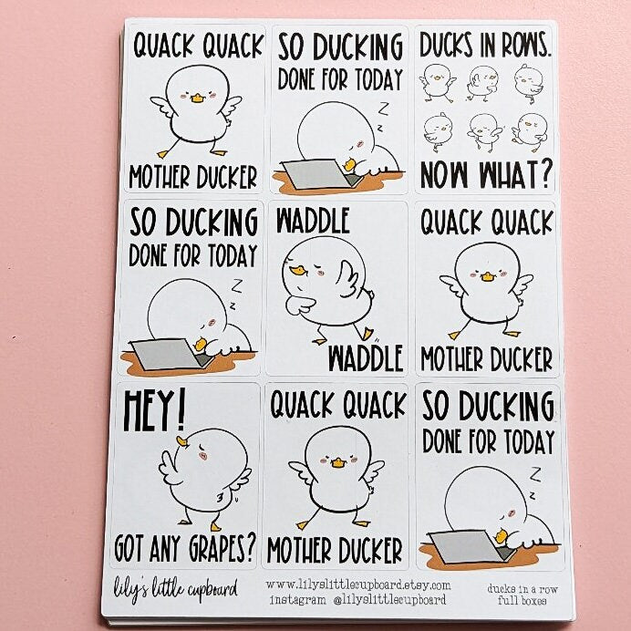Ducks in a Row Full Box Planner Stickers | Ducky Planner Stickers  | Snarky Ducks Full Box Quote Planner Stickers |  Deco Planner Stickers