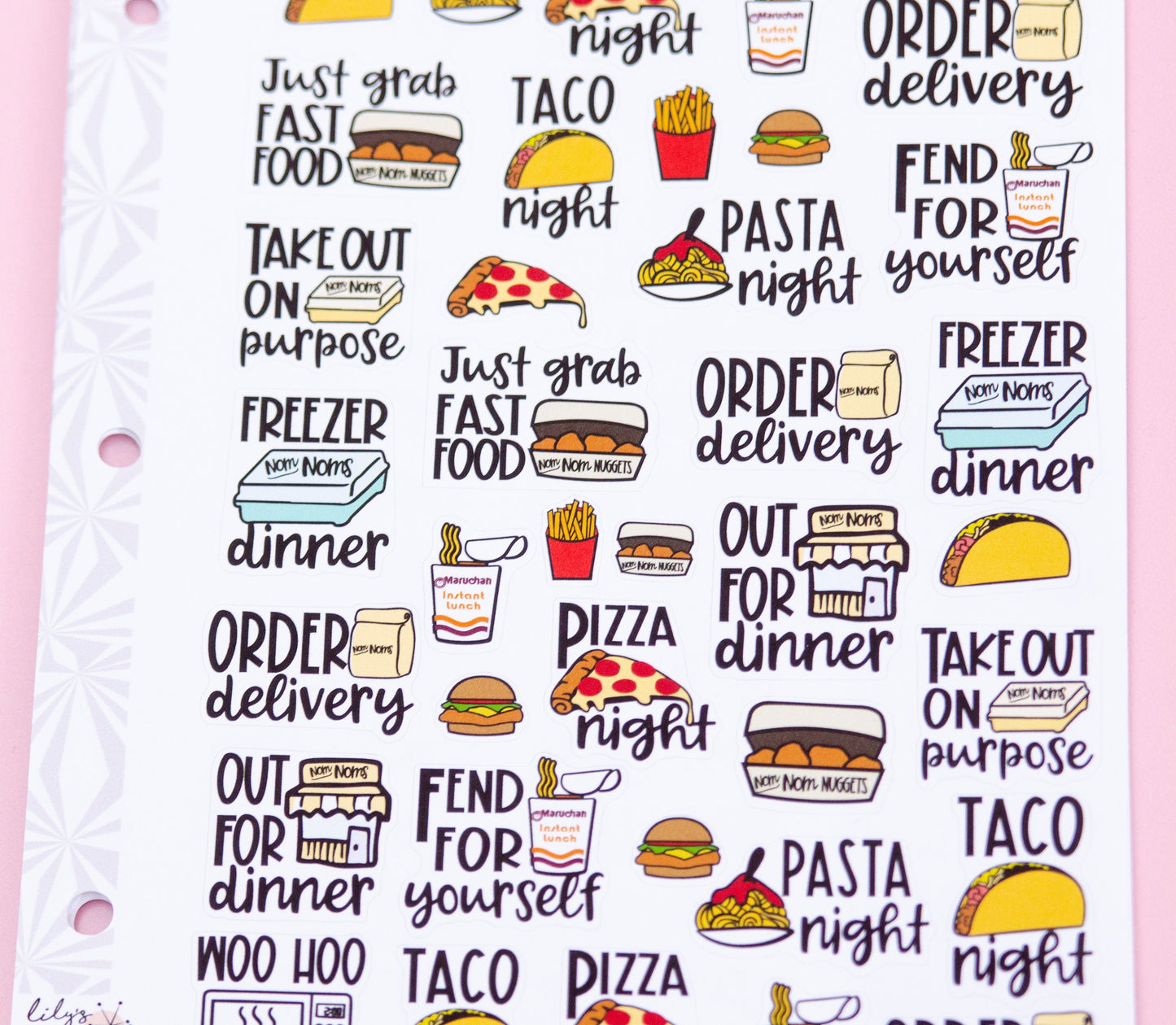 Dinner Strategy Planner Stickers | Meal Planning Script Stickers | Out to Eat Stickers | Functional Cooking Stickers | Fast Food Stickers