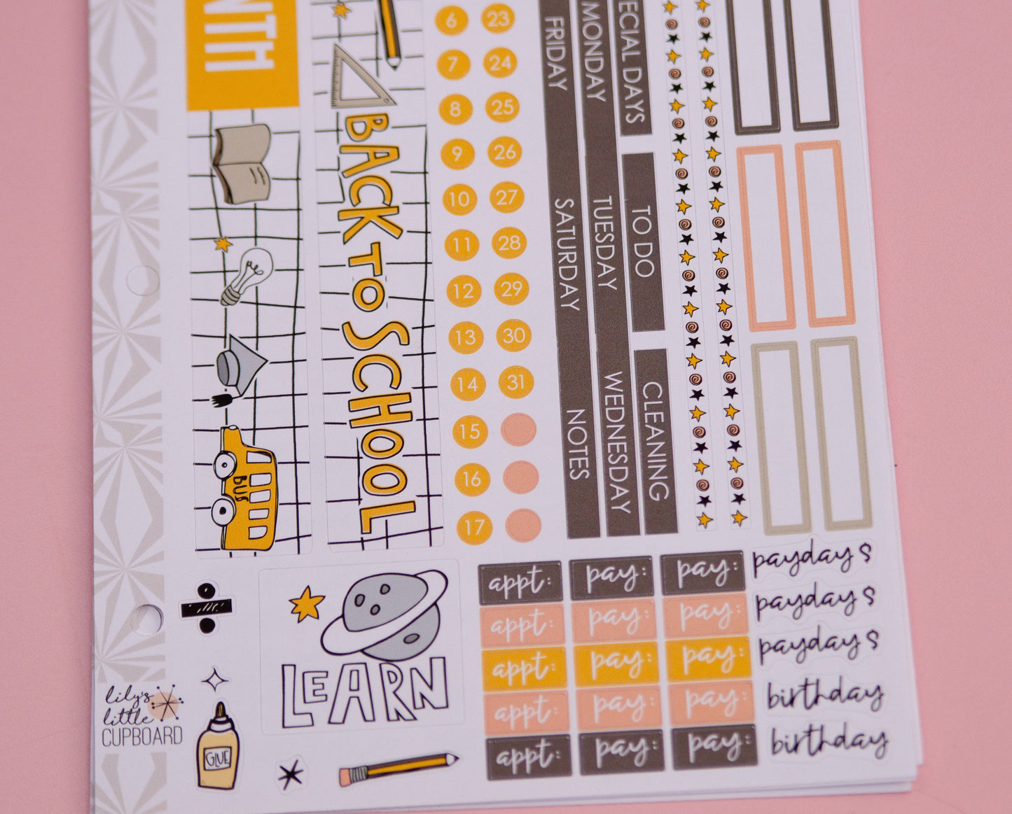 Simple Monthly Kit in Just Keep Learning | Choose Your Month Sticker Kit | Monthly Spread Planner Kits | Monthly Planner Sticker Kits