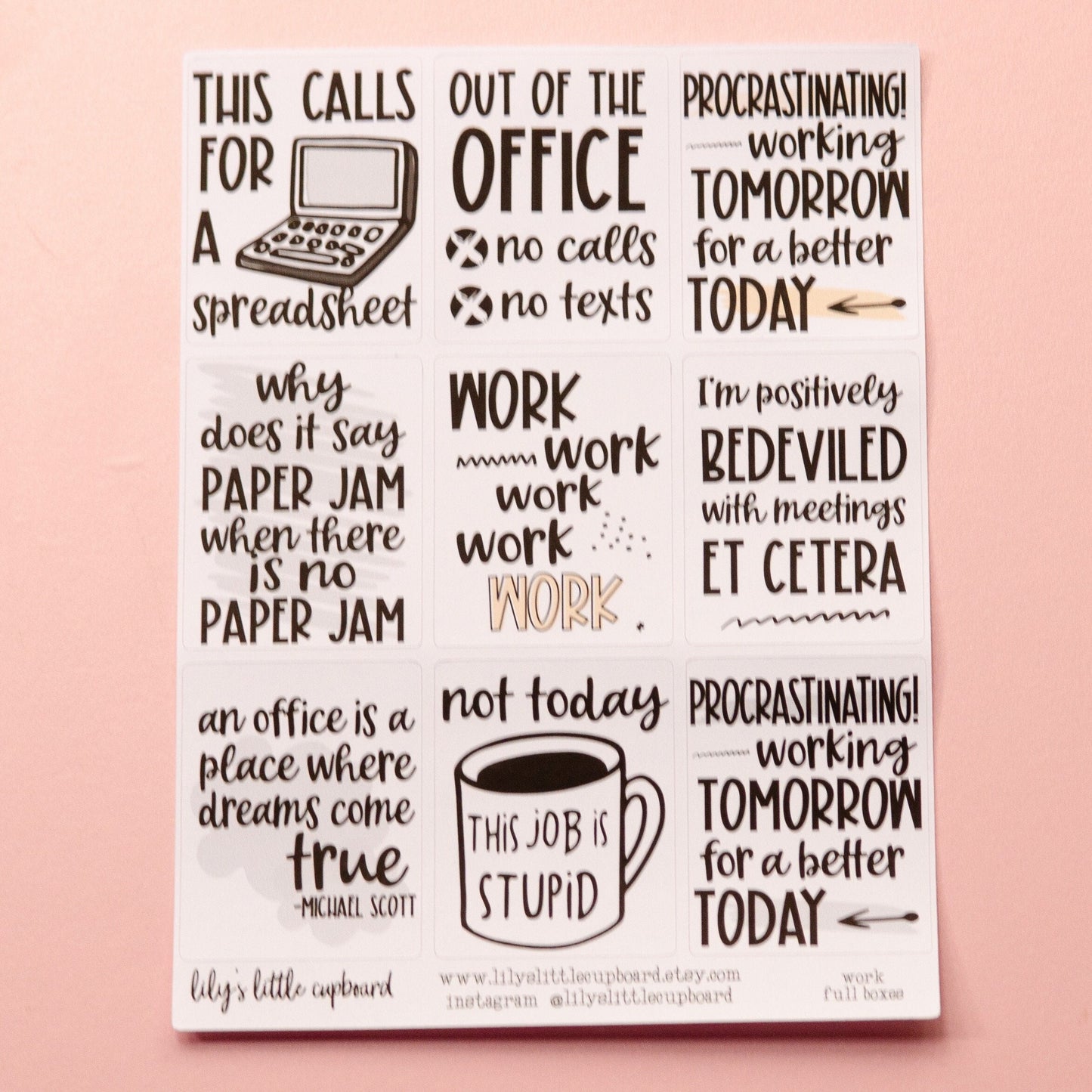 Office Life Full Box Planner Stickers | Work Planner Stickers  | Full Box Quote Planner Stickers |  Work Sucks Deco Planner Stickers L_12