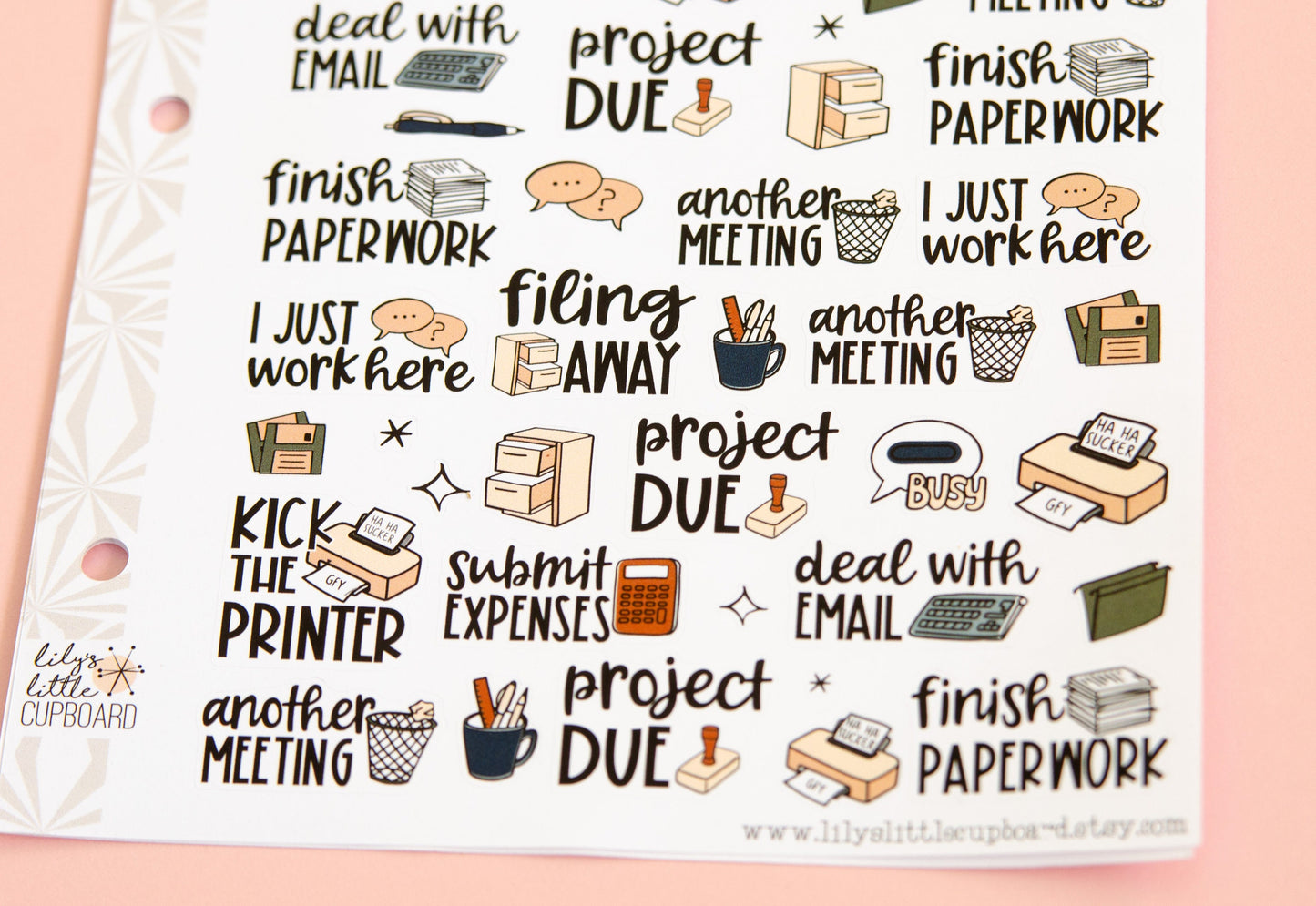 Office Life  Sampler Planner Stickers | Weekly Work Script Stickers | Cute Work Stickers | Functional Office Deco Stickers