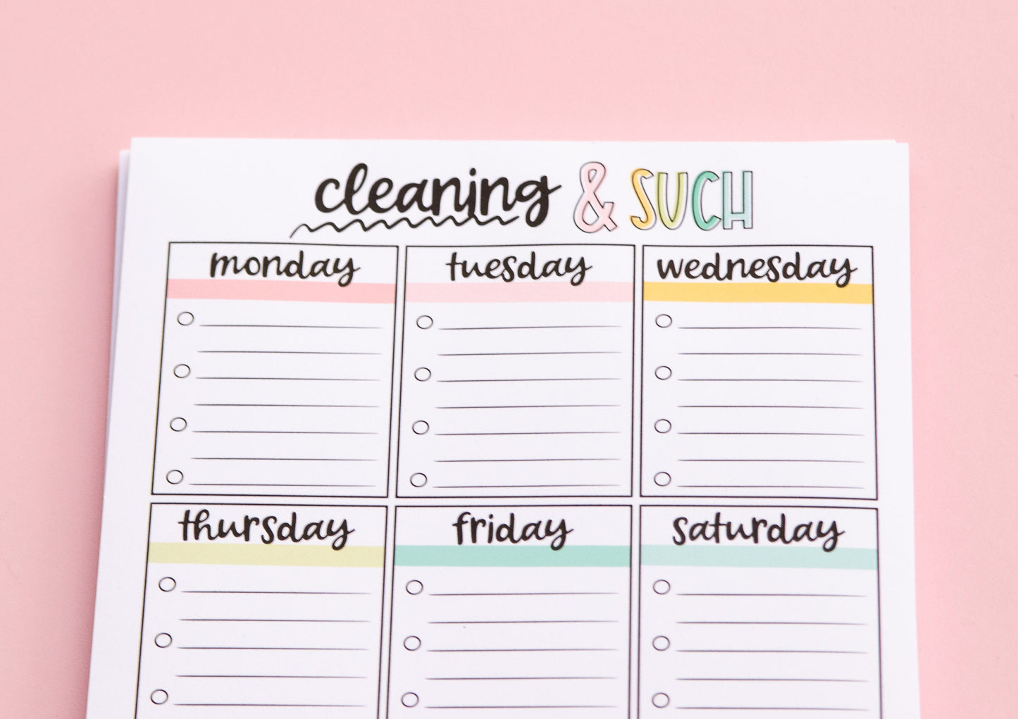 Weekly Cleaning Plan Notepad Organized by Day | Weekly Cleaning Schedule  | Weekly Cleaning Planner | Cleaning Notepad | Cleaning Checklist