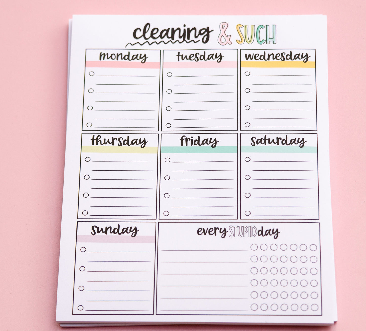 Weekly Cleaning Plan Notepad Organized by Day | Weekly Cleaning Schedule  | Weekly Cleaning Planner | Cleaning Notepad | Cleaning Checklist