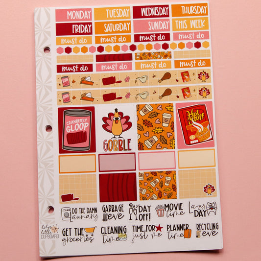 Hobonichi Cousin Weekly Sticker Kit in Turkey Talk | Thanksgiving Planner Sticker Kit | A5 Weekly Planner Sticker Kit | Mini Planner Kit