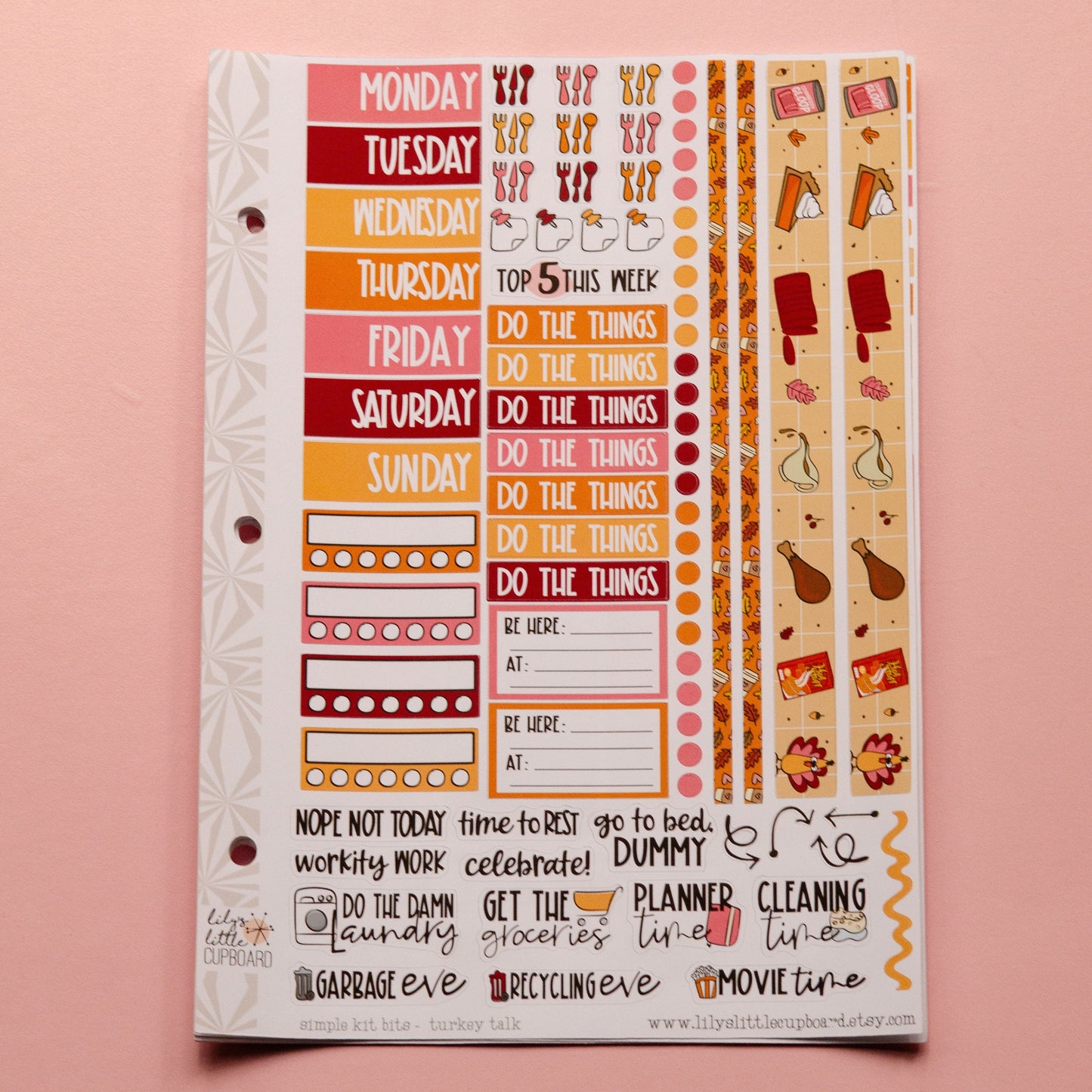 Simple Weekly Kit in Turkey Talk | Thanksgiving Autumn Weekly Planner Sticker Kit | Fall Sticker Set | A la Carte s | Stickers