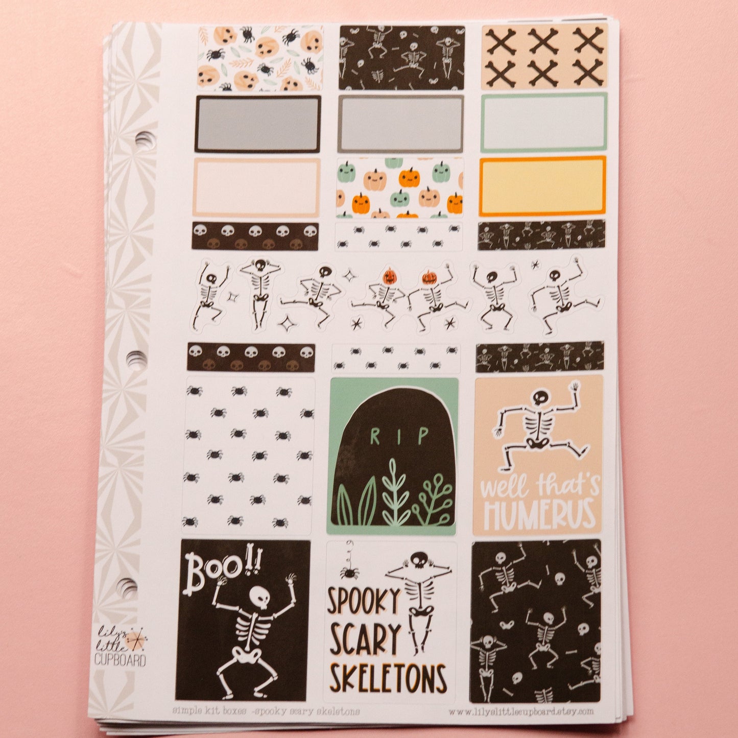 Simple Weekly Kit in Spooky Scary Skeletons | Halloween Weekly Planner Sticker Kit | Fall Sticker Set | A la Carte s | Stickers