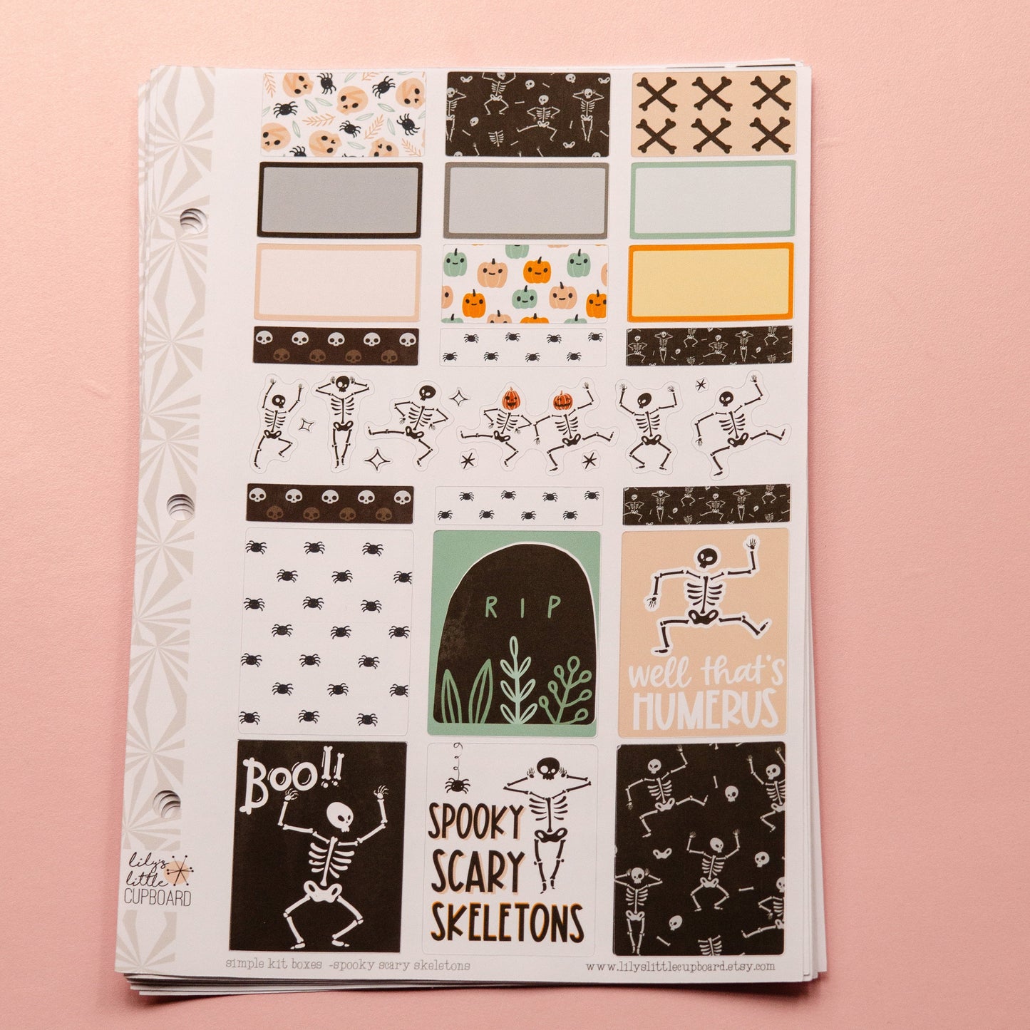 Simple Weekly Kit in Spooky Scary Skeletons | Halloween Weekly Planner Sticker Kit | Fall Sticker Set | A la Carte s | Stickers