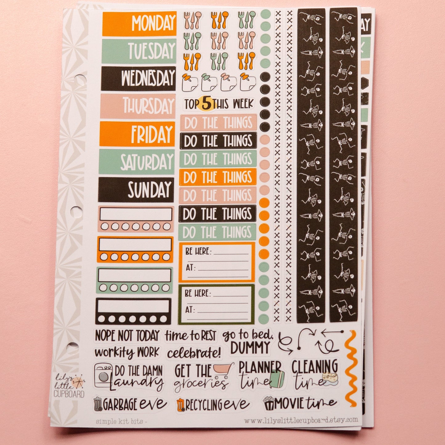 Simple Weekly Kit in Spooky Scary Skeletons | Halloween Weekly Planner Sticker Kit | Fall Sticker Set | A la Carte s | Stickers