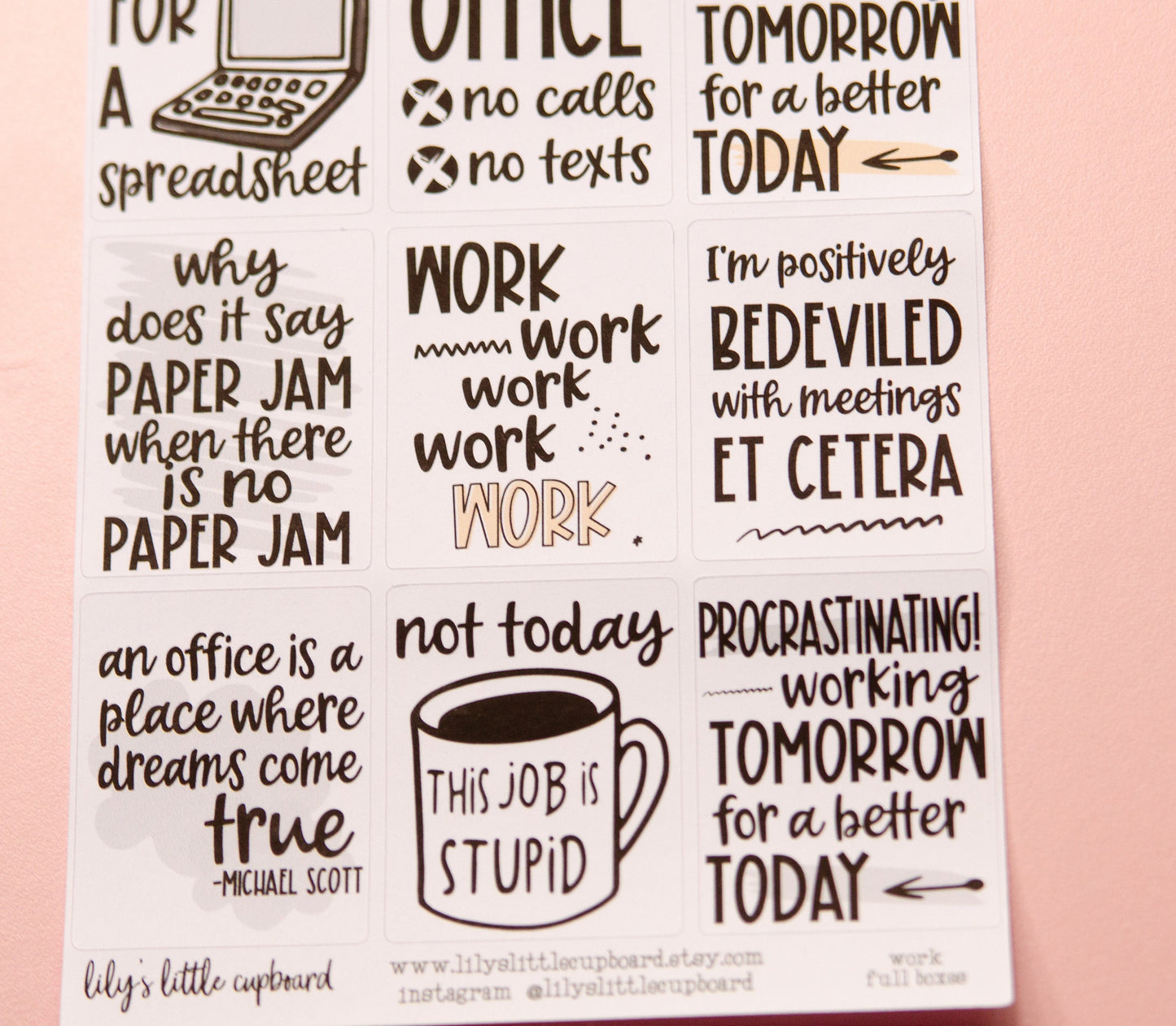 Office Life Full Box Planner Stickers | Work Planner Stickers  | Full Box Quote Planner Stickers |  Work Sucks Deco Planner Stickers L_12