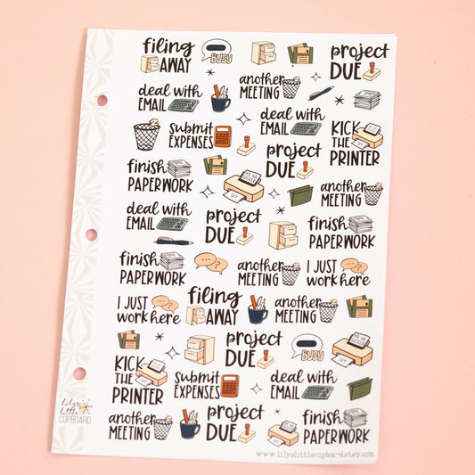Office Life  Sampler Planner Stickers | Weekly Work Script Stickers | Cute Work Stickers | Functional Office Deco Stickers