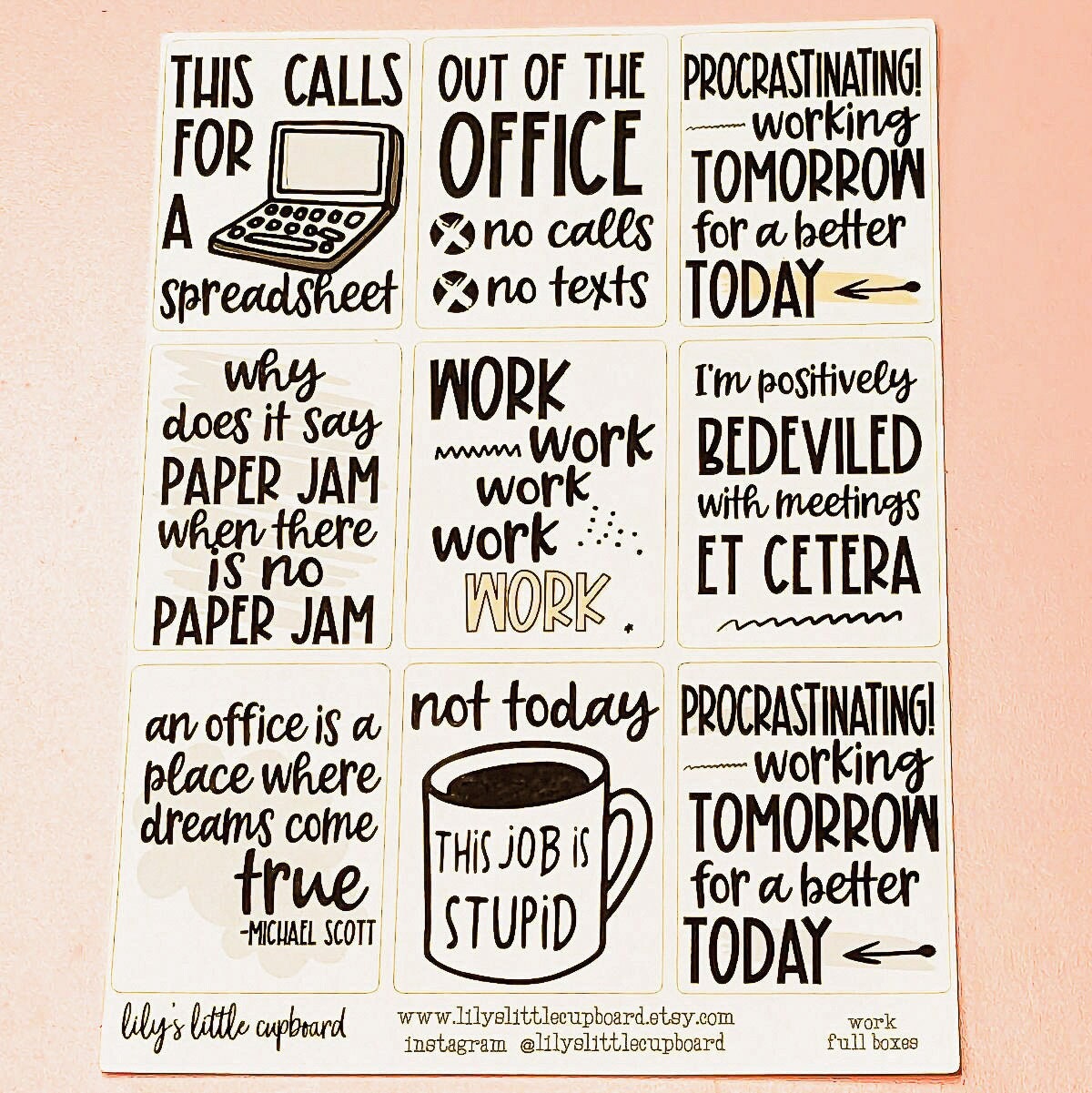 Office Life Full Box Planner Stickers | Work Planner Stickers  | Full Box Quote Planner Stickers |  Work Sucks Deco Planner Stickers L_12