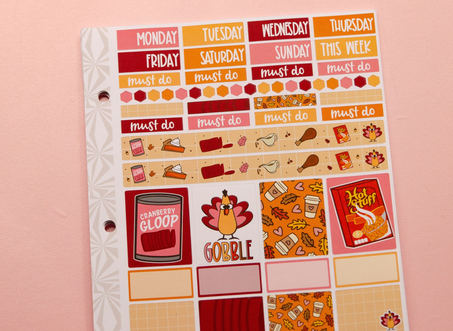 Hobonichi Cousin Weekly Sticker Kit in Turkey Talk | Thanksgiving Planner Sticker Kit | A5 Weekly Planner Sticker Kit | Mini Planner Kit