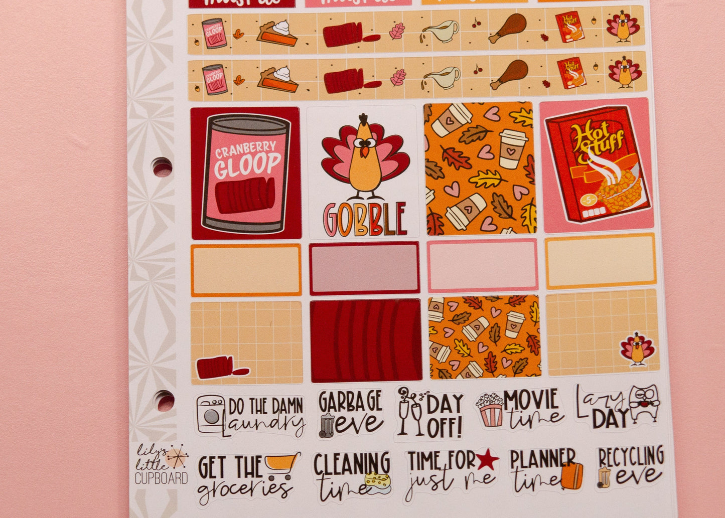 Hobonichi Cousin Weekly Sticker Kit in Turkey Talk | Thanksgiving Planner Sticker Kit | A5 Weekly Planner Sticker Kit | Mini Planner Kit