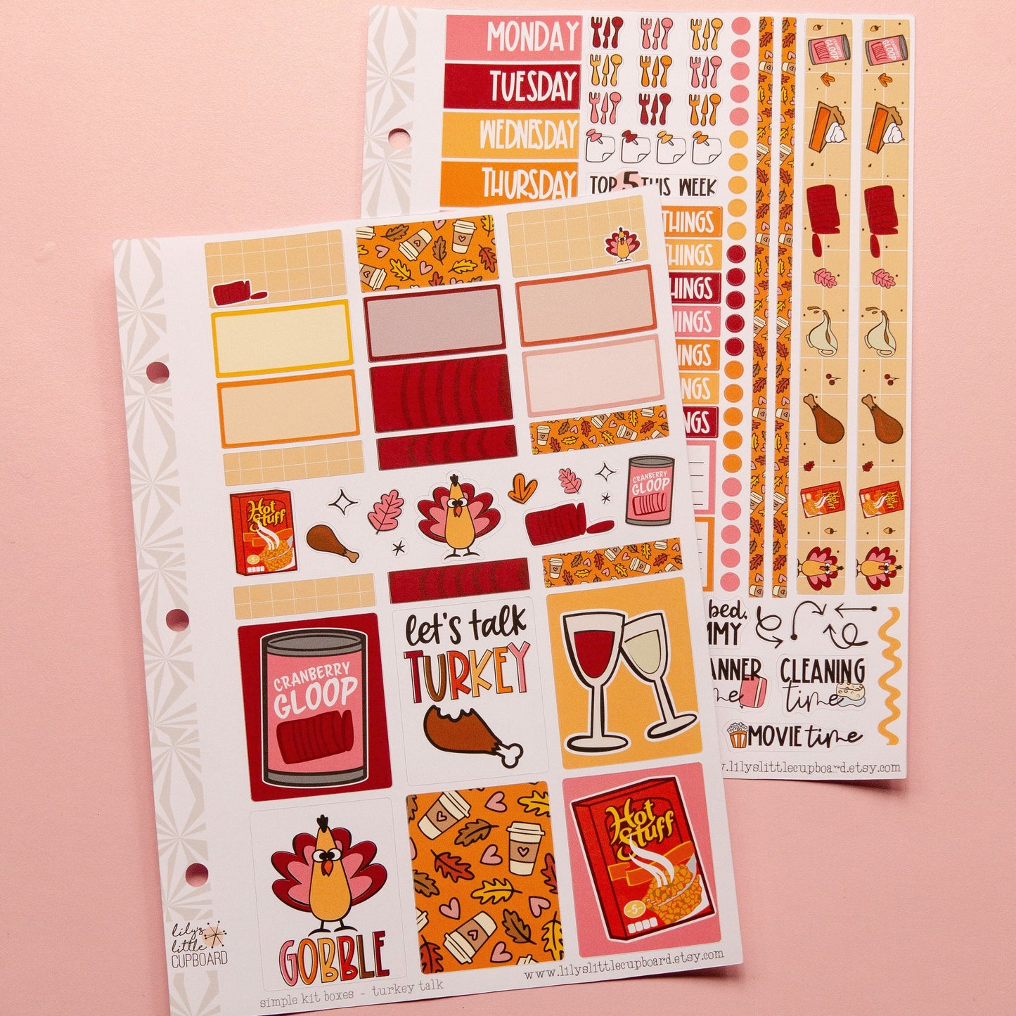 Simple Weekly Kit in Turkey Talk | Thanksgiving Autumn Weekly Planner Sticker Kit | Fall Sticker Set | A la Carte s | Stickers