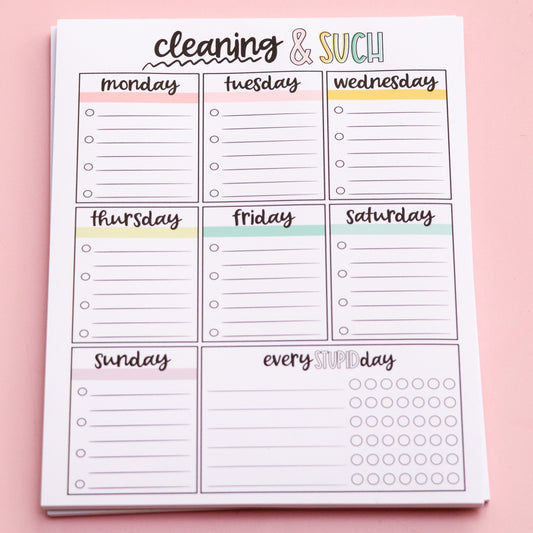 Weekly Cleaning Plan Notepad Organized by Day | Weekly Cleaning Schedule  | Weekly Cleaning Planner | Cleaning Notepad | Cleaning Checklist