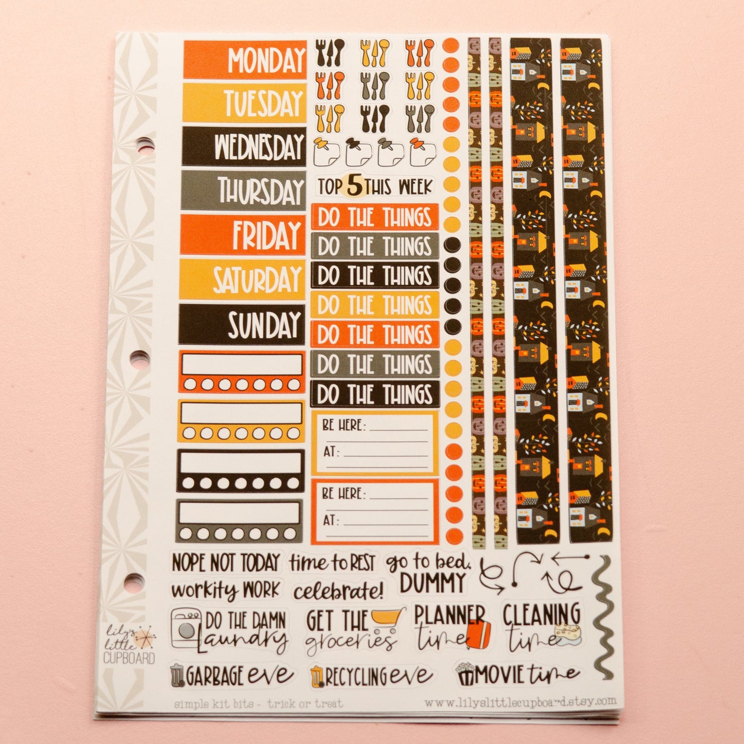 Simple Weekly Kit in Trick or Treat | Halloween Weekly Planner Sticker Kit | Fall Sticker Set | A la Carte s | Stickers