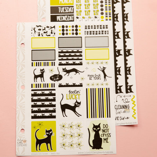 Simple Weekly Kit in Black Cats | Halloween Weekly Planner Sticker Kit | Fall Sticker Set | A la Carte Mini Kits | Stickers