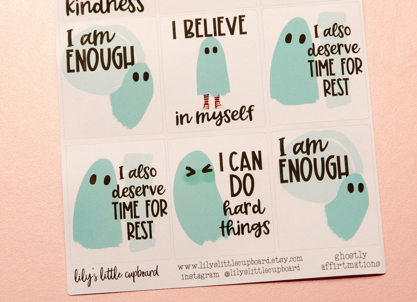 Ghostly Affirmation Full Box Stickers | Halloween Ghost Stickers | Affirmation Planner Stickers | Full Box Planner Stickers L_19
