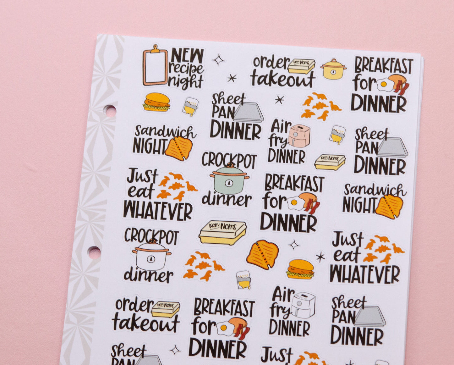 Dinner Strategy Planner Stickers, Part 2 | Meal Planning Script Stickers | Takeout | Functional Cooking Stickers | Fast Food Stickers
