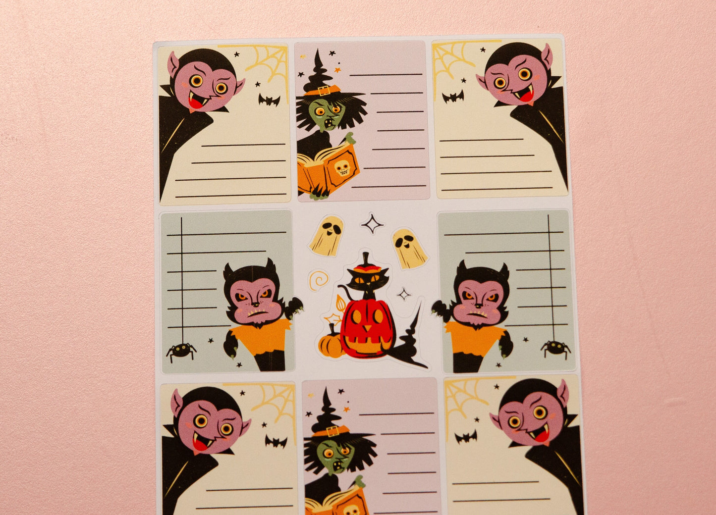 Monster Chats Full Box Stickers | OG Halloween Monster Stickers | Lined Planner Stickers | Full Box Planner Stickers L_19